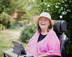 Woman with Motor Neurone Disease (MND) has access to specialist equipment and assistive technology